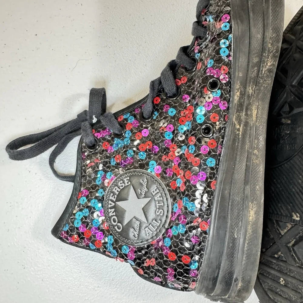Converse Women's Black Hi-Top Sequins Chuck Taylor All Star Sneakers US Size 7.5